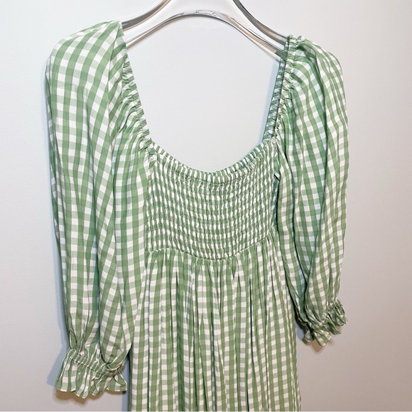 Anthropologie Faithfull the Brand Brisa Midi Dress Green Gingham XS - Picture 5 of 6